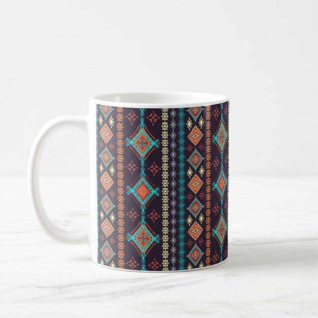 Caneca De Café Padrão sem costura étnica (Esquerda)
