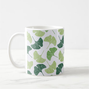Caneca De Café Padrão sem costura Ginkgo biloba verde 