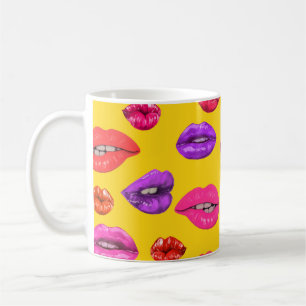 Caneca De Café Padrão sem costura no estilo do anos 80, glamour c