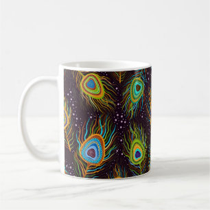 Caneca De Café Padrão sem costura "Penas de pavão"