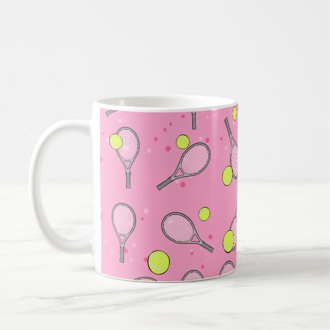 Caneca De Café Padrão sem costura tênis - Racket e esfera a rosa (Esquerda)