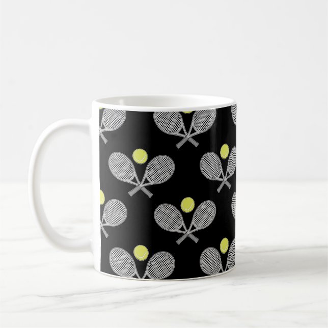 Caneca De Café Padrão sem costura tênis - Racket e esfera em pret (Esquerda)