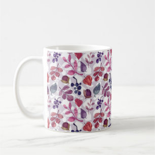 Caneca De Café Padrão sem costura vegetal do outono, desenho com