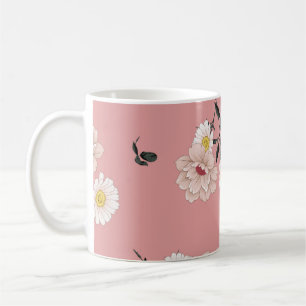 Caneca De Café padrão sem descontinuidades da flor de vintage em