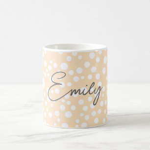 Caneca De Café Padrão simples branco pontilhado sobre fundo de pê