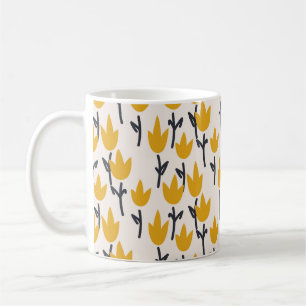 Caneca De Café Padrão simples de tulipas de flor sem costura