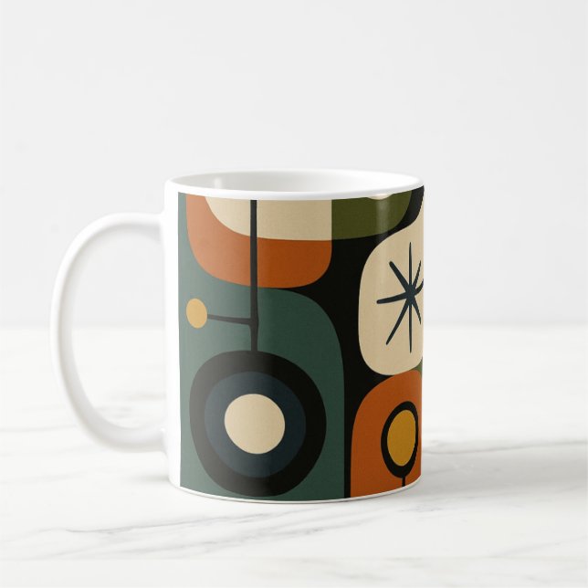 Caneca De Café Padrão Starburst de Meados do Século Moderno (Esquerda)
