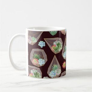 Caneca De Café Padrão suculento e cacto de alto detalhe