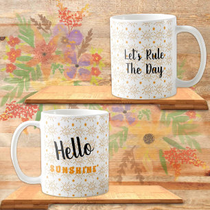Caneca De Café Padrão Sun Desenhado à Mão Laranja Divertido Pe