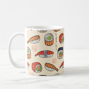 Caneca De Café padrão sushi sem costura