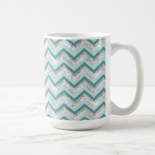 Caneca De Café Padrão Teal e Crystal Zigzag