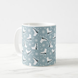 Caneca De Café Padrão temático de inverno com skates de gelo