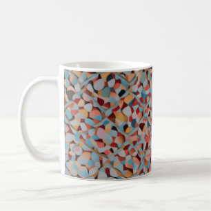 Caneca De Café Padrão Texturizado Abstrato Fluxo Mosaico Azul