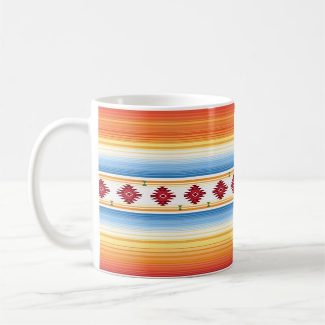 Caneca De Café Padrão Tradicional de Cobertor Serape Mexicano (Esquerda)