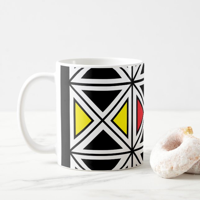 Caneca De Café Padrão Tradicional Tribal Étnico Geométrico (Com Donut)