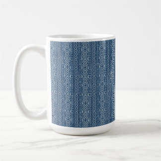 Caneca De Café Padrão Tribal Blue e White Shibori