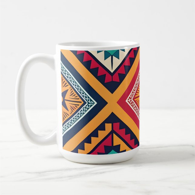 Caneca De Café Padrão tribal colorido (Esquerda)