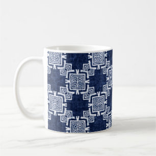 Caneca De Café Padrão tribal colorido de Denim sem costura