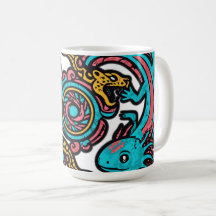 Padrão tribal mitologia boho Xolotl Axolote Asteca