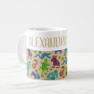Caneca De Café Padrão Tribal Primitivo da Cultura Mexicana Africa