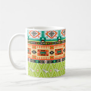 Caneca De Café Padrão tribal sem costura com elementos geométri