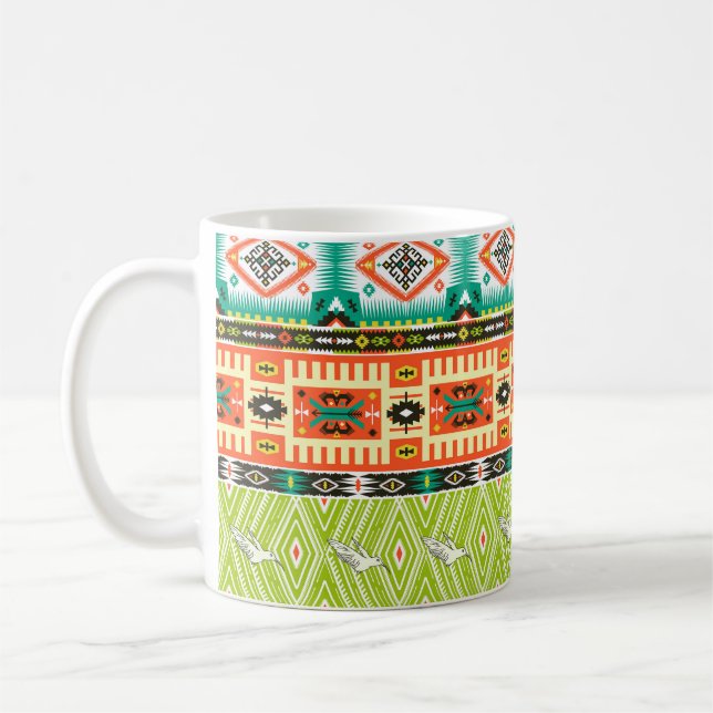 Caneca De Café Padrão tribal sem costura com elementos geométrico (Esquerda)