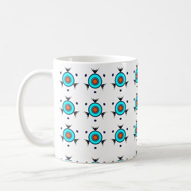 Caneca De Café Padrão Tribal Turquesa (Esquerda)