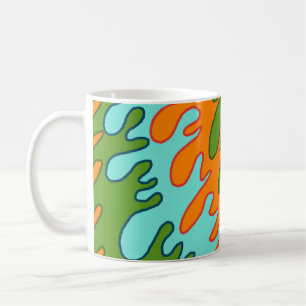 Caneca De Café Padrão Trippy Green Orange Liquid Stripe Y2K