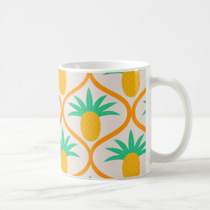 Caneca De Café Padrão Tropical de Abacaxi em Ogee Laranja