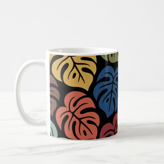 Caneca De Café Padrão Tropical de Monstera (Esquerda)