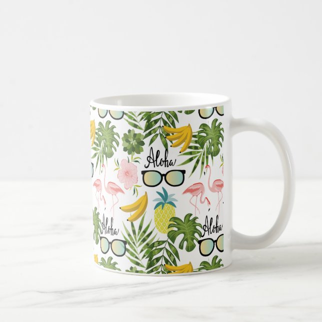 Caneca De Café Padrão tropical de verão divertido (Direita)