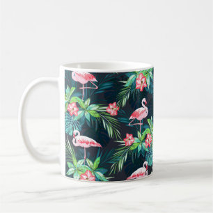 Caneca De Café Padrão tropical de verão sem costura com flaming