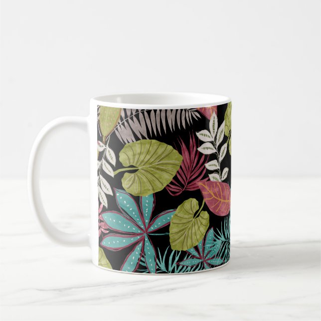 Caneca De Café Padrão tropical feito com fundo escuro e chumbo (Esquerda)