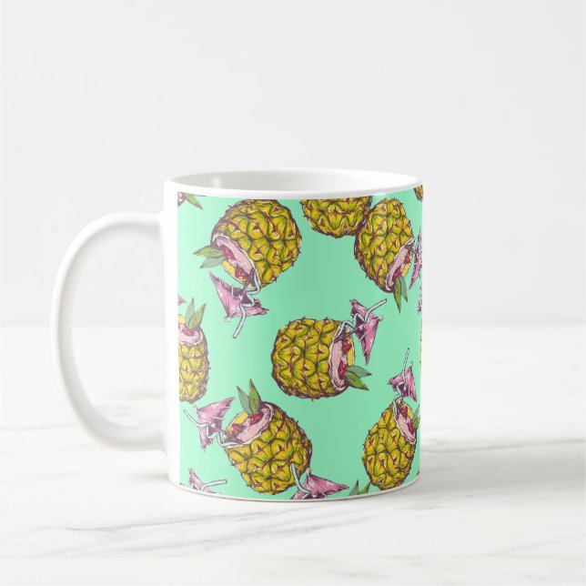Caneca De Café Padrão Tropical Piña Colada - Refrescando Verão (Esquerda)