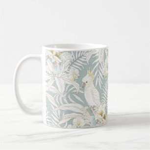 Caneca De Café Padrão tropical sem costura com flores Orquídea, F