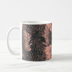 Caneca De Café Padrão tropical sem costura de verão com monstera