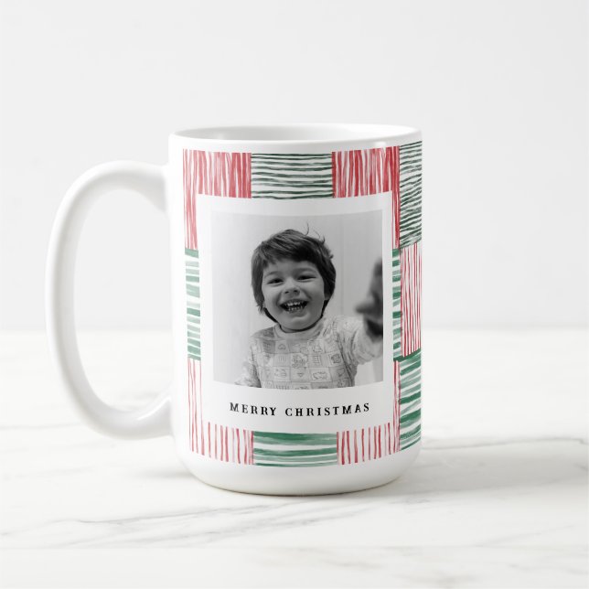 Caneca De Café Padrão Uma Foto de Faixa Verde Vermelha (Esquerda)