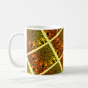 Caneca De Café Padrão Único Sun Africa Fire Mandala Geométrico