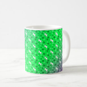 Caneca De Café Padrão Unicórnio Branco (Verde e Roxo)