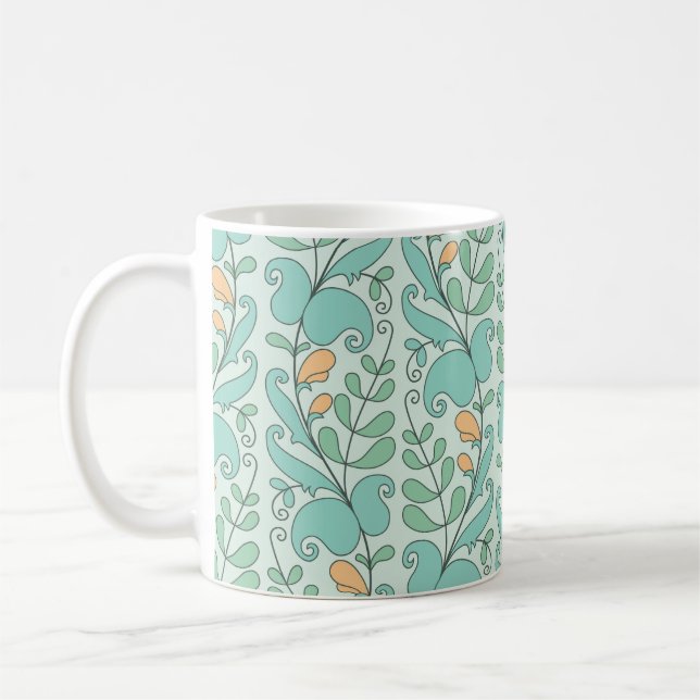 Caneca De Café padrão uniforme abstrato floral (Esquerda)