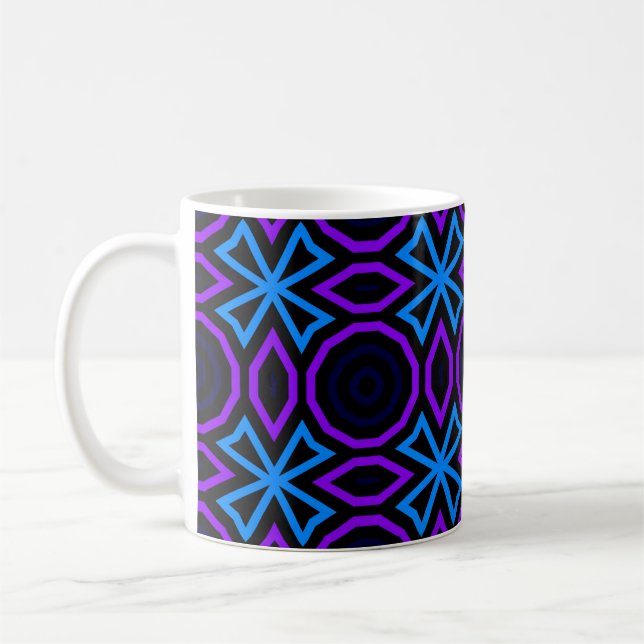 Caneca De Café Padrão uniforme azul e preto com geomet simples (Esquerda)
