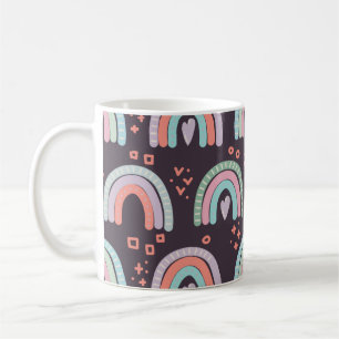 Caneca De Café padrão uniforme com arco-íris e clipe de gotas