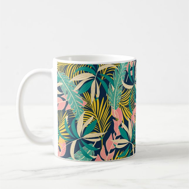 Caneca De Café Padrão uniforme de abstrato de Verão com retrato c (Esquerda)