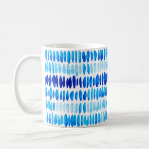 Caneca De Café Padrão uniforme de aquarela com gotas de chuva az