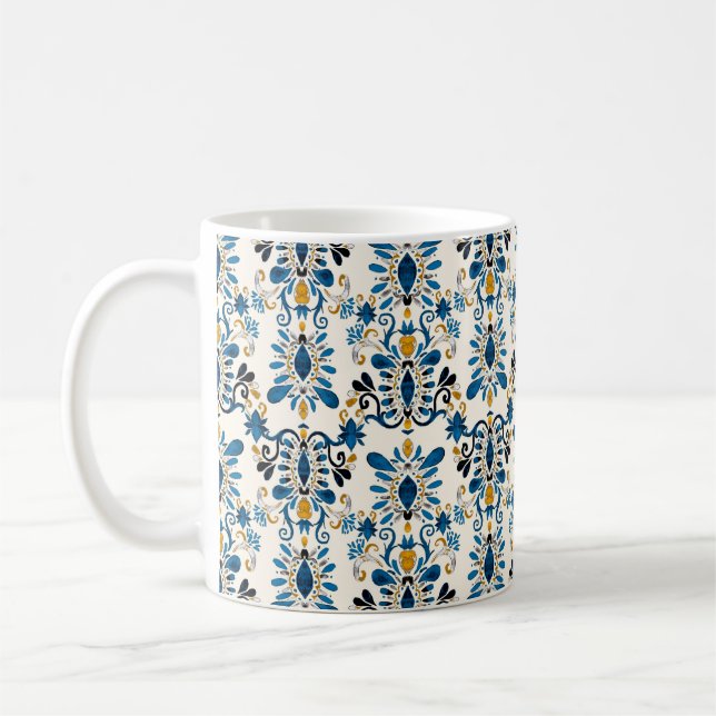 Caneca De Café Padrão uniforme de aquarela com ikat. Tie dye wat (Esquerda)