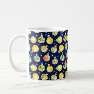 Caneca De Café Padrão uniforme de aquarela com ouro brilhante Ch