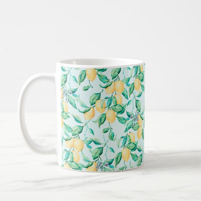 Caneca De Café Padrão uniforme de aquarela de limão (Esquerda)