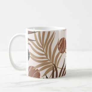 Caneca De Café padrão uniforme de arte da palma em tons de terra