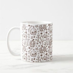 Caneca De Café padrão uniforme de colheita com elementos do Hallo