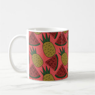 Caneca De Café padrão uniforme de fruta   Padrão da superfície